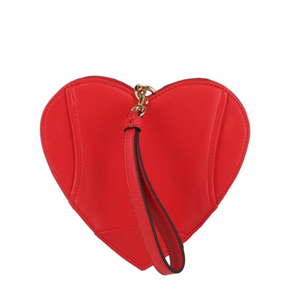 Moschino Heart Biker Leather Clutch Red Womens - Picture 5 of 5
